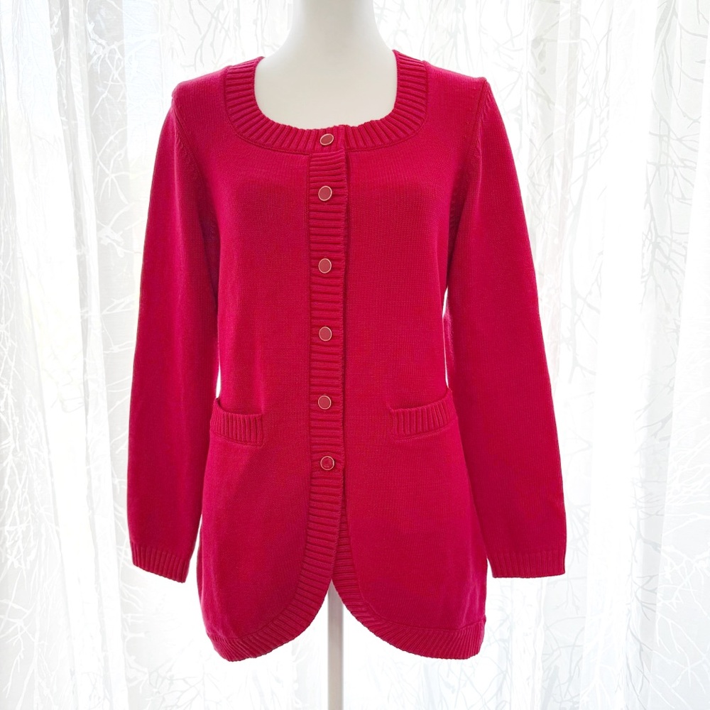 POSSE RUBY RED SABRINA KNIT CARDIGAN LONG SLEEVE BUTTON UP SWEATER